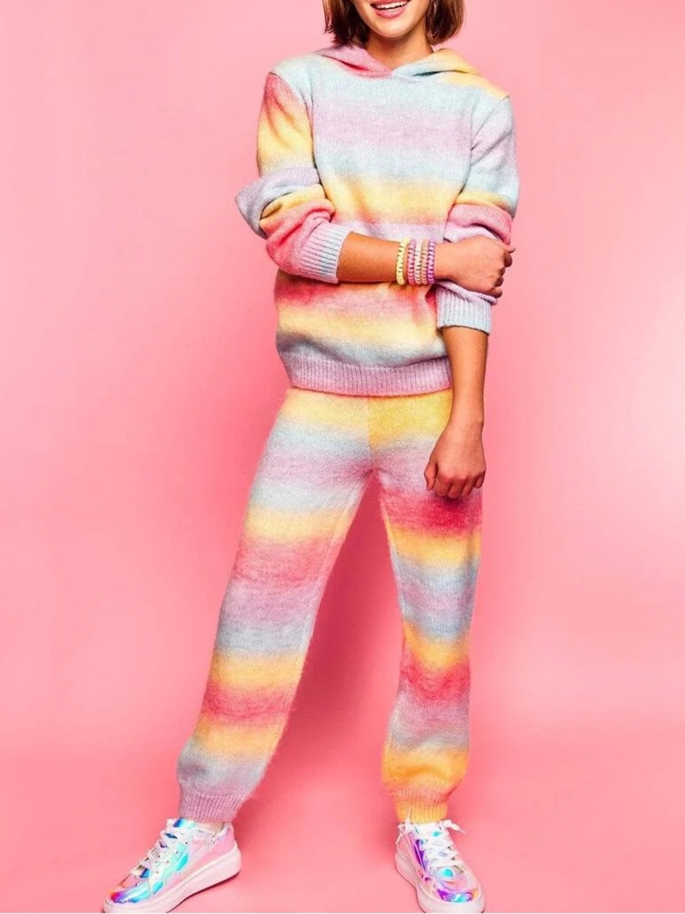 Lola + The Boys Sunset Knit Hoodie and Pants Set Size 14